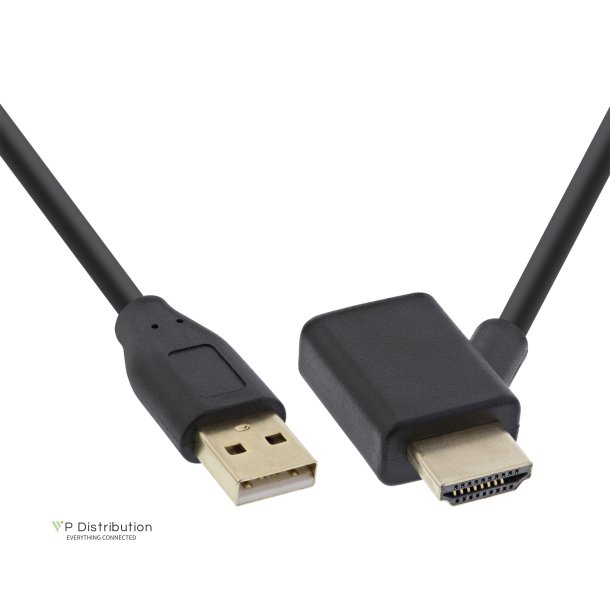 InLine HDMI Adapter M/F with USB-A power injector 0.5m