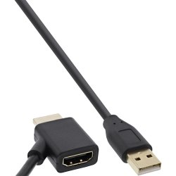InLine HDMI Adapter M/F with USB-A power injector 0.5m