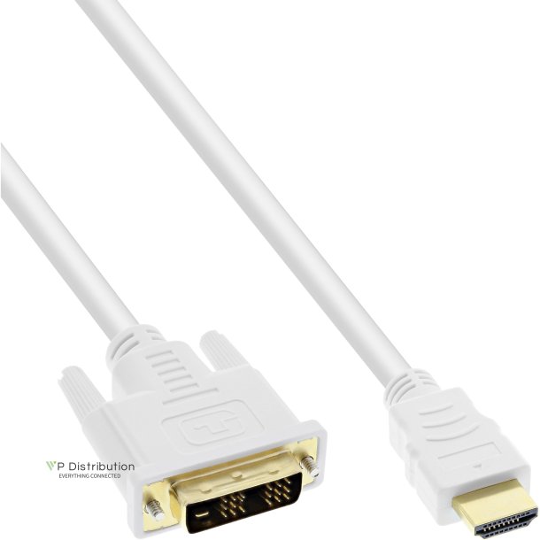 InLine&reg; HDMI to DVI Cable male to 18+1 male white gold 0,5m