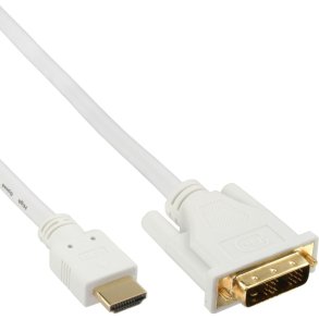 InLine HDMI to DVI Cable male to 18+1 male white gold 3m