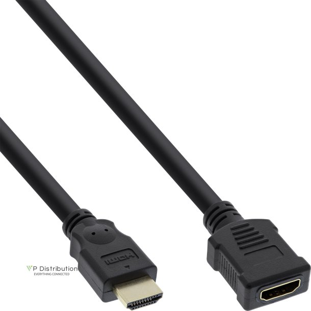 InLine&reg; HDMI Cable High Speed Cable male to female gold plated black 1m