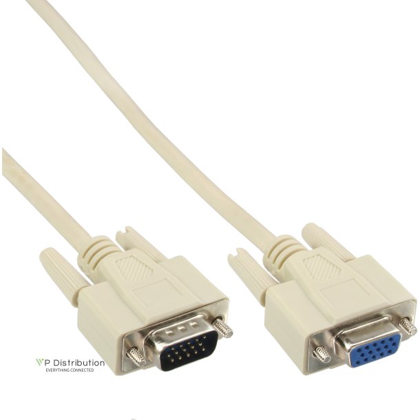 InLine&reg; VGA Cable 15 HD male to female grey 5m