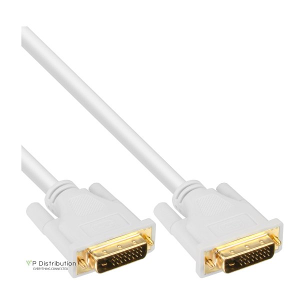 InLine&reg; DVI-D Cable 24+1 male to male DVI Dual Link white / gold 5m