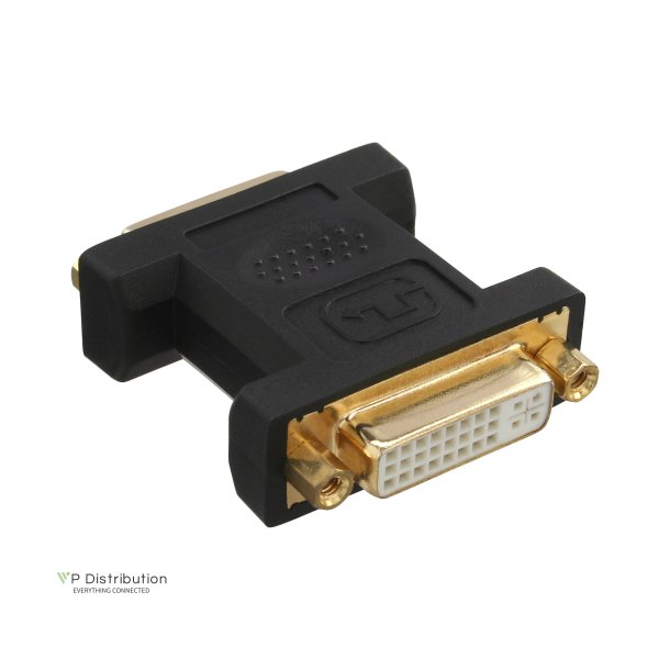 InLine&reg; DVI-I Adapter digital + analog 24+5 female to female black gold plated