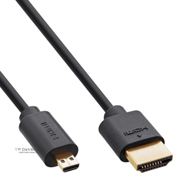 InLine Slim Ultra High Speed HDMI Cable AM/DM (Micro) 8K4K gold plated black 1m