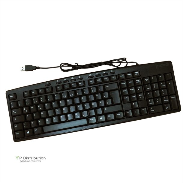 ROLINE Multimedia Tastatur, USB, schwarz, German