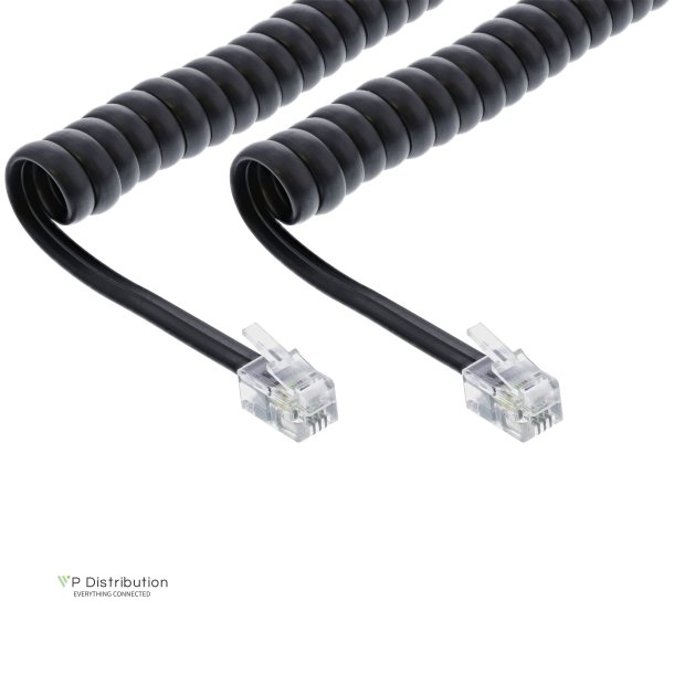 InLine&reg; Telephone Coiled Cord RJ10 4P4C black 2m