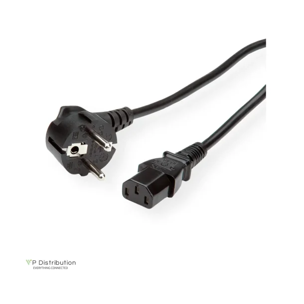 VALUE Power Cable, straight IEC Conncector, black, 0.6m