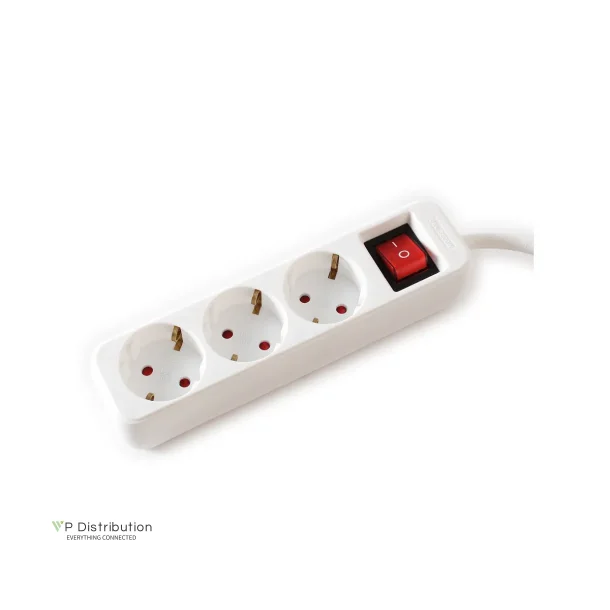 VALUE Power Strip, 3x, with Switch, white, 1.5m