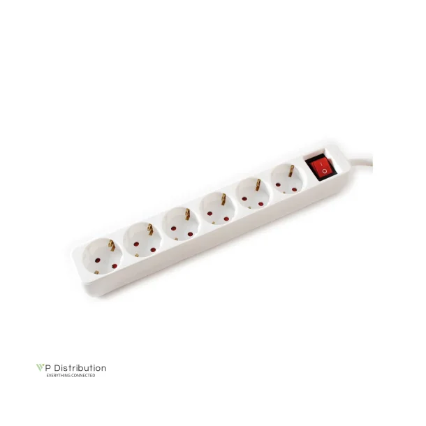 VALUE Power Strip, 6x, with Switch, white, 1.5m