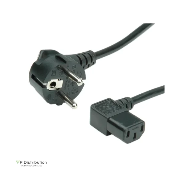 VALUE Power Cable, angled IEC Connector, black, 1.8m