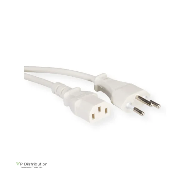 VALUE Power Cable IEC, 3pin, white, Swiss, 1.8m