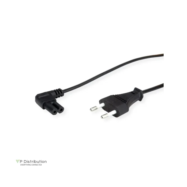 VALUE Euro Power Cable, 2pin, angled 90, 1.8m