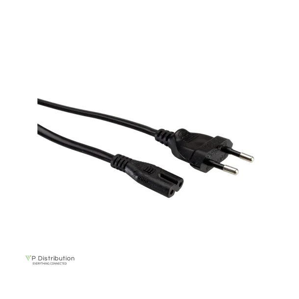 VALUE Euro Power Cable, 2pin, black, 1m