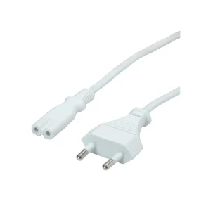 VALUE Euro Power Cable, 2pin, white, 1.8m