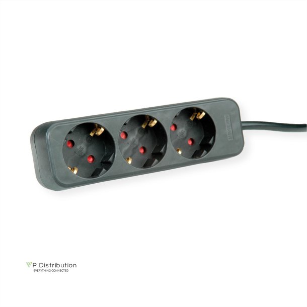 ROLINE Power Strip, 3-way, black, 1.5 m