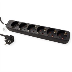 ROLINE Power Strip, 6-way, black, 1.5 m