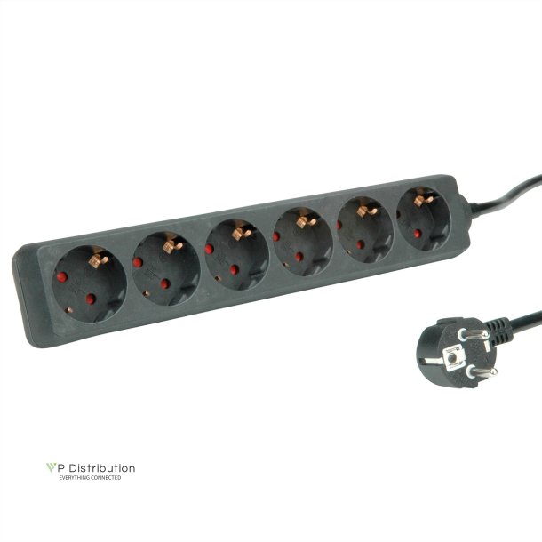 ROLINE Power Strip, 6-way, black, 1.5 m