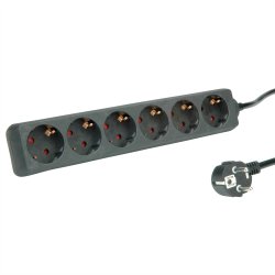ROLINE Power Strip, 6-way, black, 3 m