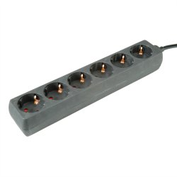 ROLINE Power Strip, 6-way, black, 1.5 m