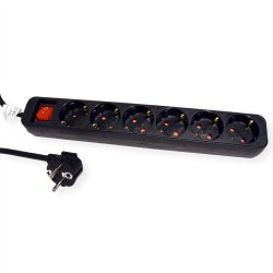 ROLINE Power Strip, 6-way, with Switch, black, 1.5 m