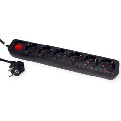 ROLINE Power Strip, 6-way, with Switch, black, 6 m