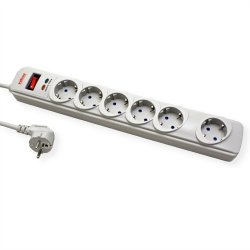 ROLINE Power Strip, 6-way, Surge Protection, white, 1.8 m