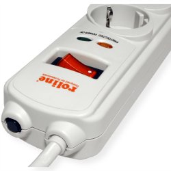 ROLINE Power Strip, 6-way, Surge Protection, white, 1.8 m