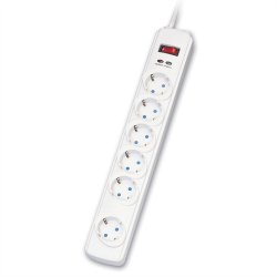 ROLINE Power Strip, 6-way, Surge Protection, white, 1.8 m
