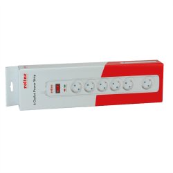 ROLINE Power Strip, 6-way, Surge Protection, white, 1.8 m