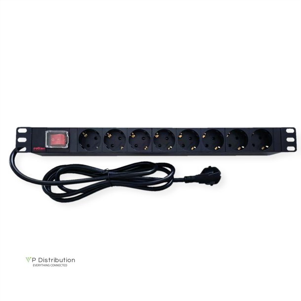 ROLINE PDU for Cabinet, 8x socket, 45&deg;, 16A, with Switch, black, 2 m