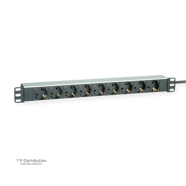 ROLINE PDU for Cabinet, 9x socket, 45&deg;, 16A, Aluminium, 2 m