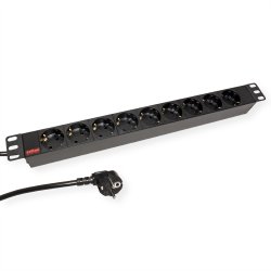 ROLINE PDU for Cabinet, 9x socket, 45&deg;, 16A, black, 2 m