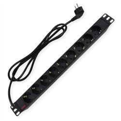 ROLINE PDU for Cabinet, 9x socket, 45&deg;, 16A, black, 2 m