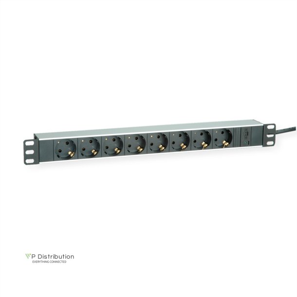 ROLINE 19" PDU for Cabinets 8x 2300W, IEC320 C14 M, Aluminium, 2 m