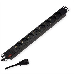ROLINE 19" PDU for Cabinets 8x 2300W, IEC320 C14 M, black, 2 m