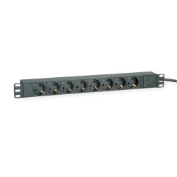 ROLINE 19" PDU for Cabinets 8x 2300W, IEC320 C14 M, black, 2 m