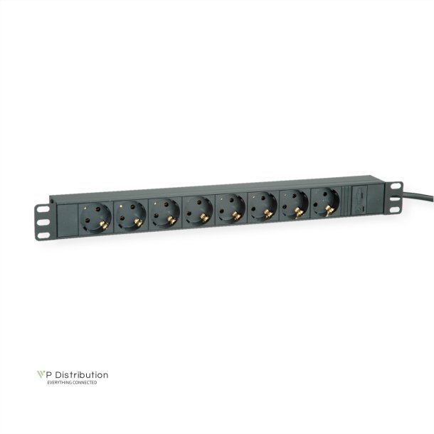 ROLINE 19" PDU for Cabinets 8x 2300W, IEC320 C14 M, black, 2 m