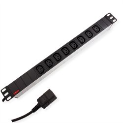ROLINE 19" PDU for Cabinets 8x 3600W, IEC320 C13 - C20 M, Aluminium, 2 m