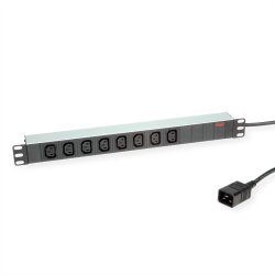 ROLINE 19" PDU for Cabinets 8x 3600W, IEC320 C13 - C20 M, Aluminium, 2 m