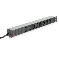 ROLINE 19" PDU for Cabinets 8x 3600W, IEC320 C13 - C20 M, Aluminium, 2 m