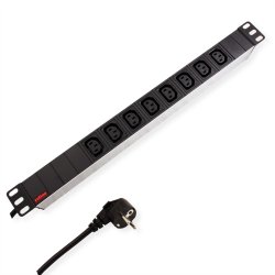 ROLINE 19" PDU for Cabinets 8x 3600W, IEC320 C13 - German Type M, Aluminium, 2 m