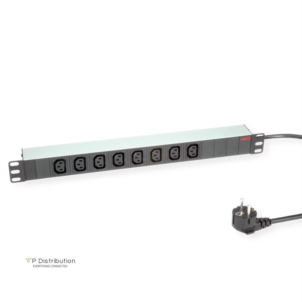 ROLINE 19" PDU for Cabinets 8x 3600W, IEC320 C13 - German Type M, Aluminium, 2 m