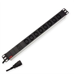 ROLINE 19" PDU for Cabinets 8x IEC320 C13 - C14 M, 10A fused, Aluminium, 2 m