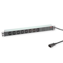 ROLINE 19" PDU for Cabinets 8x IEC320 C13 - C14 M, 10A fused, Aluminium, 2 m