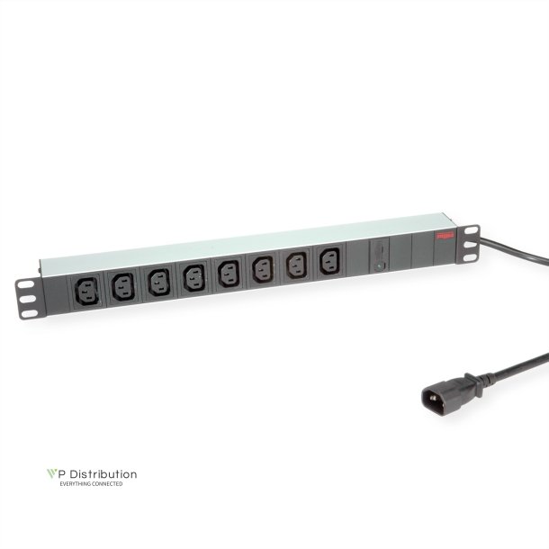 ROLINE 19" PDU for Cabinets 8x IEC320 C13 - C14 M, 10A fused, Aluminium, 2 m