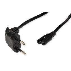 ROLINE Euro Power Cable, 2-pin, angled, black, 1.8 m