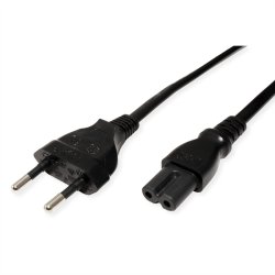 ROLINE Euro Power Cable, 2-pin, black, 5 m