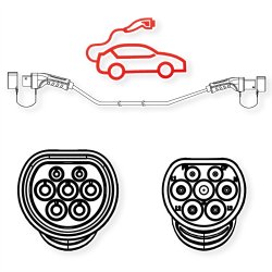 ROLINE EV Charging Cable Assembly Type2, 1-Phase, 250VAC (1P+N+E), 32 A, 7.4 kW, 7.5 m