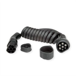 ROLINE EV Charging Cable Assembly Type2, 3-Phase, 480VAC (3P+N+E), 16 A, 11 kW, spiral, 7.5 m